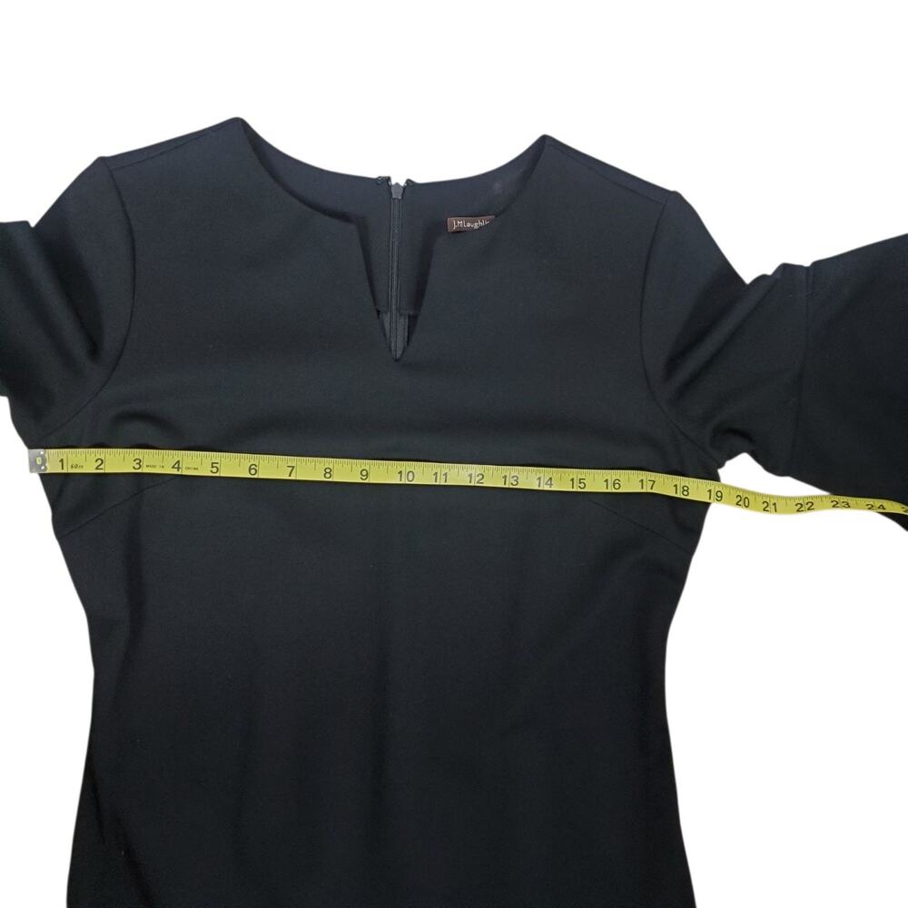 J McLaughlin Letty Dress Sz M Black Tiered Bell Sleeve Bainbridge Cloth Stretch - Picture 11 of 14